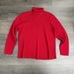 Lauren Ralph Lauren Vtg Red Ribbed Turtleneck 90s Sweater 3XL Heavy Cotton Y2K